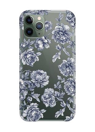 Прозорий чохол на iphone 12 / 12 pro нічні квіти (принт 432)