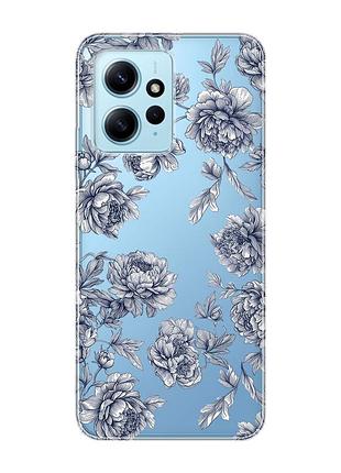 Прозрачный чехол на xiaomi redmi note 12 4g ночные цветы (принт 432)