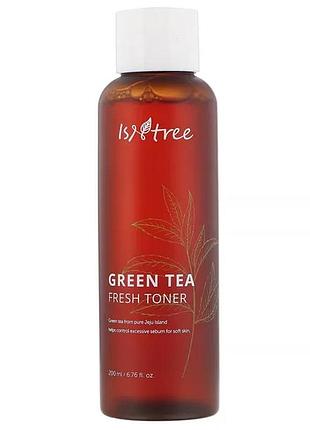 Освіжаючий безспиртовий тонер із зеленим чаєм isntree green tea fresh toner