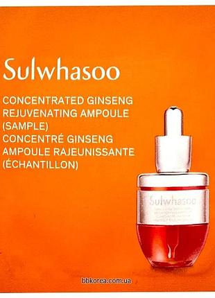 Обновленная концентрированная ампула с женьшенем пробник sulwhasoo concentrated ginseng rejuvenating ampoule
