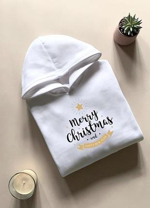 Толстовка \ худи с надписью - "merry chrisrmas and happy new year". xxl