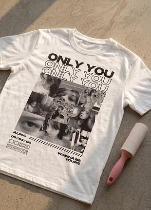 Футболка «only you» з власним фотоколажем | персоналізований подарунок xs, чорний