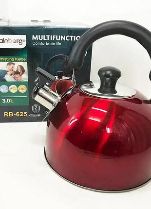 Чайник для электрических и газовых плит rainberg rb-625 3l red