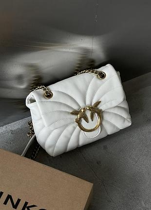 Женская сумка стегна pinko mini love bag puff butterfly кремовый через плече пинко ( premium)