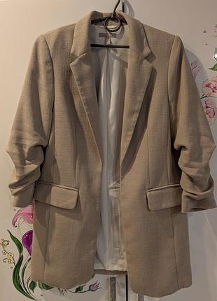 Піджак подовжений бежевий рукав 3/4 h&m