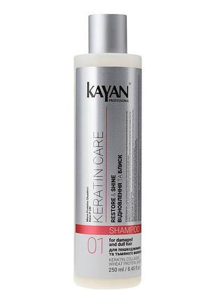 Шампунь с кератином для поврежденных и тусклых волос kayan professional keratin care shampoo