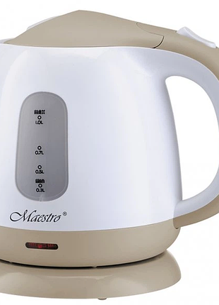 Електричний чайник maestro mr-012-beige 1 л стильний пластиковий електрочайник для швидкого кип'ятіння води 1100 вт коричневий
