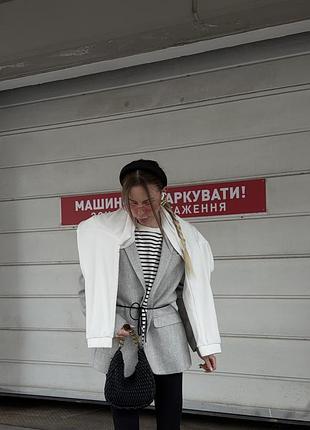 Жіночий піджак сірий, блейзер, жакет з чоловічого плеча, оверсайз 2