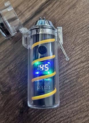 Запальничка електроімпульсна плазмова дугова з ліхтариком і компасом lighter no2019