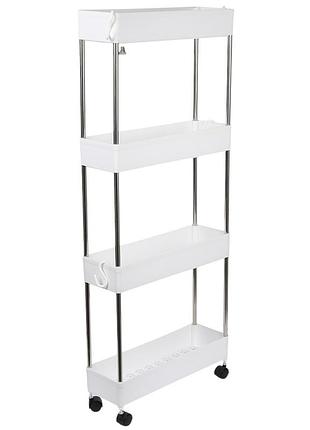 Етажерка на колесах r40239-4 4 яруси 40×13×87 см вузька біла
