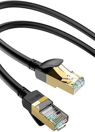 Сетевой интернет кабель для роутера hoco us02 cat6 high-speed 1gbts lan rj45 1м - blac