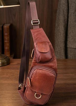 Мужская сумка через плечо из натуральной кожи vintage 22960 коричневый