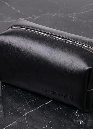 Нессесер мужской большого размера из гладкой кожи на молнии украина grande pelle 16767 черный