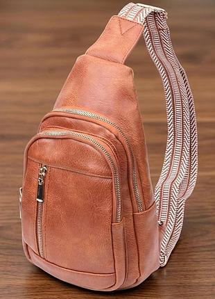 Интересная слинг сумка для женщин из экокожи vintage 22749 рыжий