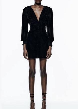 Жіноча коротка сукня zara оксамитова чорна