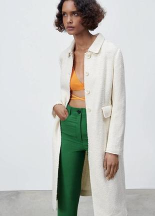 Молочне пальто-кардиган zara