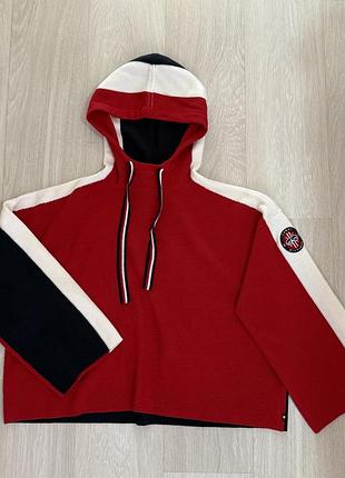 Худі жіноче tommy hilfiger червоне з білими та чорними вставками