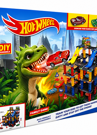 Траса з гірками та паркінгом hot wheels деталей (24 шт)