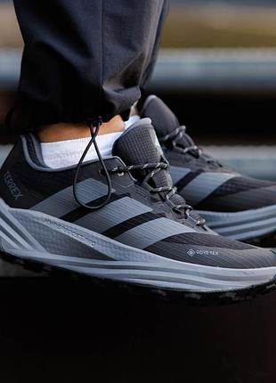 Мужские кроссовки adidas terrex freehiker 3 low gore-tex серые беговые outdoor прочные термо осенние текстиль ripstop адидас
