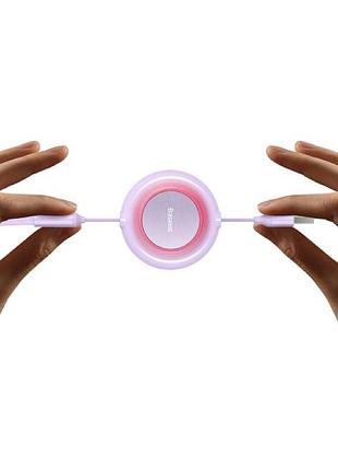 Кабель baseus bright mirror series retractable fast charging data cable usb to m+l+c.. purple ( ) 8