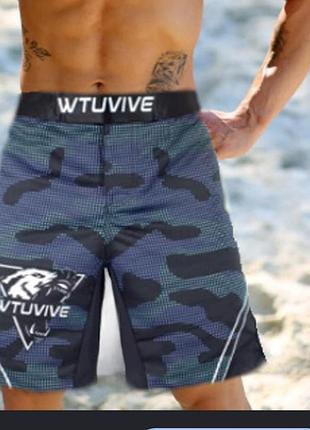 Спортивні шорти чоловічі wtuvive камуфляжні синьо-чорні