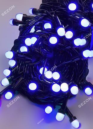 Лінза 8мм led, чорний провід 8м, синій