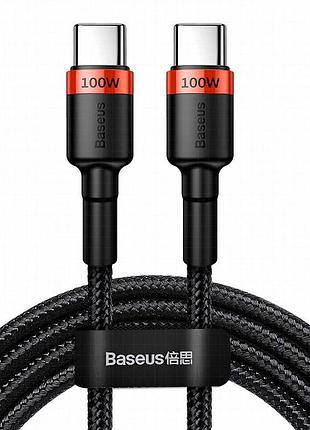 Дата кабель baseus cafule type-c to type-c pd2.0 100w (2m) (catklf-al) red / black