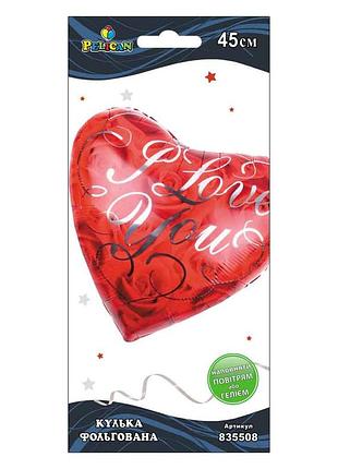Кулька фольг. pelican, сердце из роз i love you, 45см (1шт)