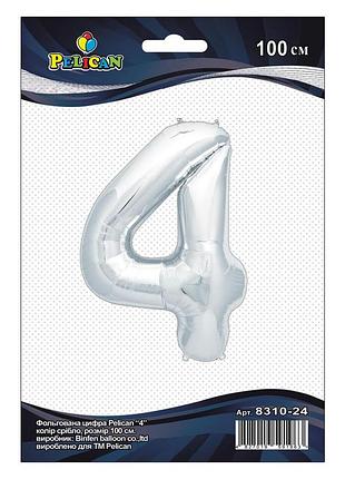 Фольгированная шарик цифра " серебро "( ) pelican 1шт.
