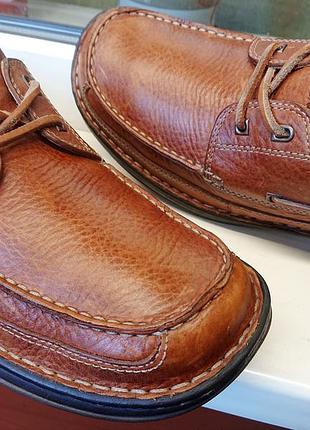 Дуже м'які та зручні прошиті шкіряні мокасини "clarks". оригінал, 44 р
