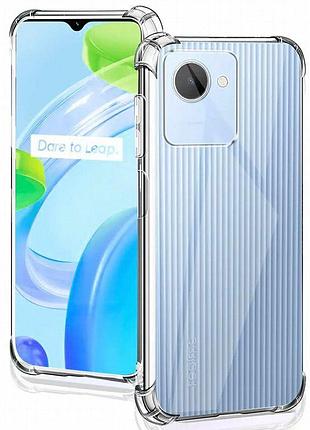 Tpu чехол getman ease logo усиленные углы full camera для realme c30 бесцветный (прозрачный)