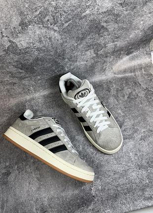 Стильні  оригінальні кросівки adidas campus 00s grey/black замшеві