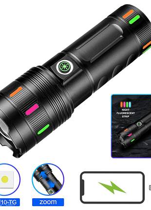 Фонарь night vision fluorescence, li-ion аккум., зу type-c, индикация заряда, zoom