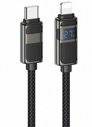 Дата кабель hoco u137 line with display type-c to lightning 27w (1.2m) black