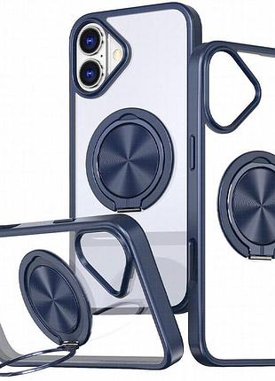 Tpu+pc чехол metal ring with magnetic fit для apple iphone 16 (6.1") синий