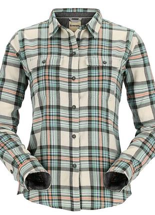Сорочка жіноча simms wms santee flannel shirt seafoam camp plaid xs (13567-657-10)