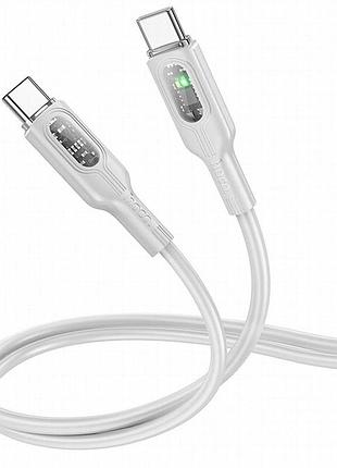 Дата кабель hoco u120 transparent explore intelligent power-off pd 60w type-c to type-c (1.2m) gray 2