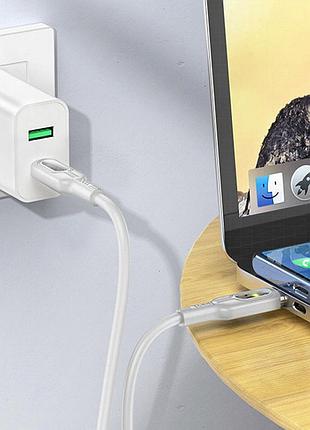 Дата кабель hoco u120 transparent explore intelligent power-off pd 60w type-c to type-c (1.2m) gray 4