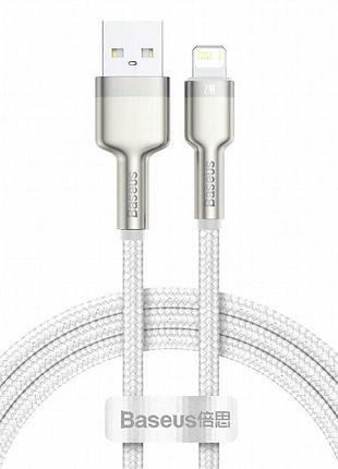 Дата кабель baseus cafule metal usb to lightning 2.4a (2m) (caljk-b0) white