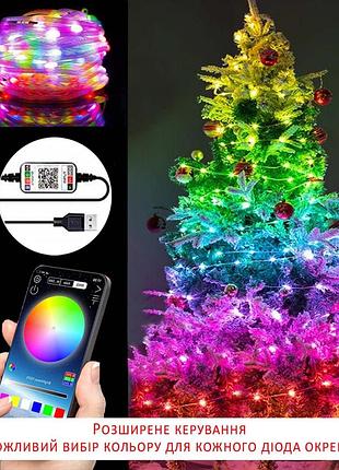 Розумна світлодіодна гірлянда роса rgb м ( led) з керуванням із додатка