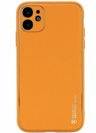 Кожаный чехол xshield для apple iphone 12 (6.1") оранжевый / apricot
