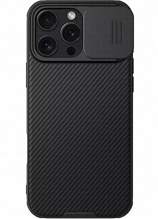 Карбоновая накладка nillkin camshield pro magnetic для apple iphone 16 pro (6.3") black