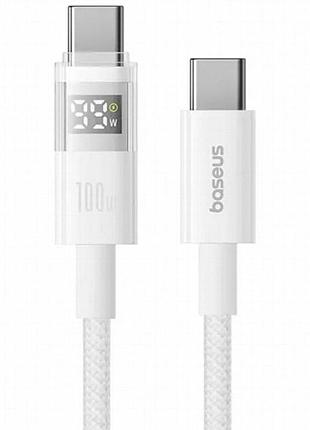 Дата кабель baseus display 2 type-c to type-c 100w (1m) (p10382702) moon white