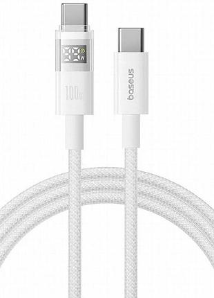Дата кабель baseus display 2 type-c to type-c 100w (1m) (p10382702) moon white 2