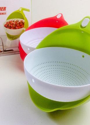 Дуршлаг универсальный пластиковый mesh strainer 2в1 (63 шт/ясть)