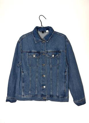 Синяя джинсовка оверсайз джинсовая куртка h&amp;m