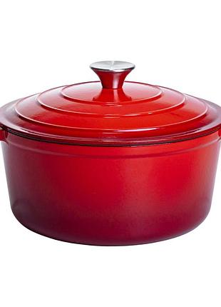 Кастрюля чугунная эмалированная 5 л, красный yiwu hp-flg-2 red