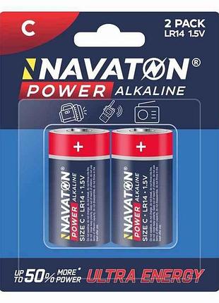 Батарейка щелочная lr14/c 2шт (блистер) power alkaline 2c - lr14-2b тм navaton