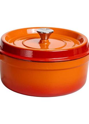 Кокотница чугунная эмалированная 5,5 л, оранжевый yiwu hp-flg-5 orange