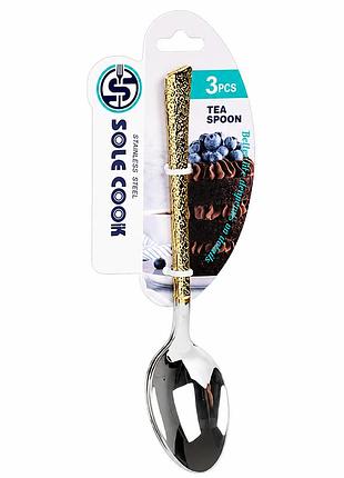 Набор чайных ложек sole cook crush 3 шт. 15.5 см кованая декоративная ручка серебристый с золотистым (r38150-4)